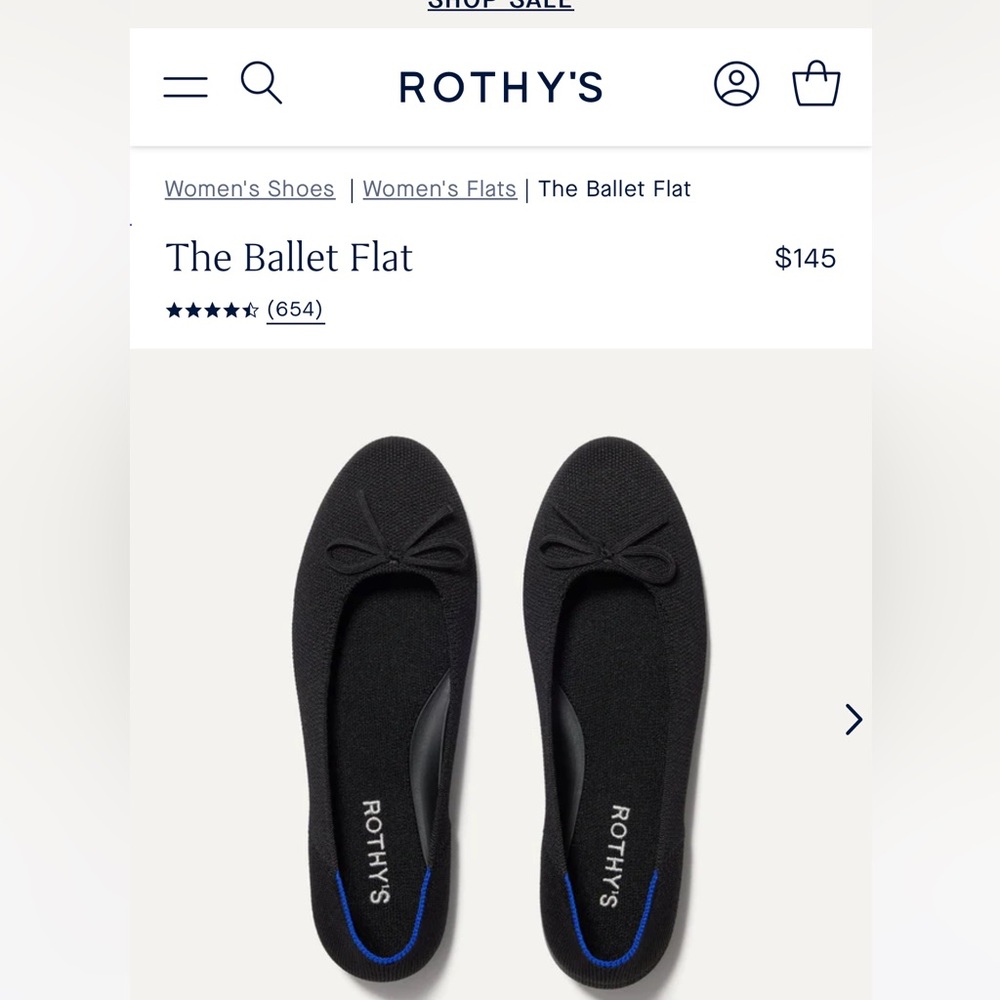 Rothy’s The Ballet Fiat. black. Size 8.5